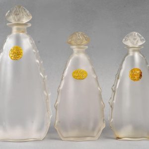 1912 René Lalique – 3 Flacons L&rsquo;Origan Verre Blanc Pour Coty