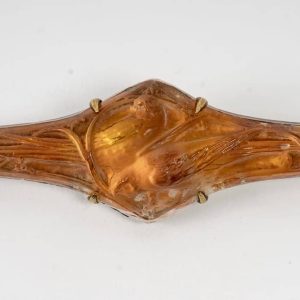 1911 René Lalique – Broche Deux Faisans Verre Blanc Sur Clinquant Orange