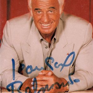 Dédicace – Autographe – Rare carte signée au feutre bleu par Jean-Paul Belmondo – Format 10×15