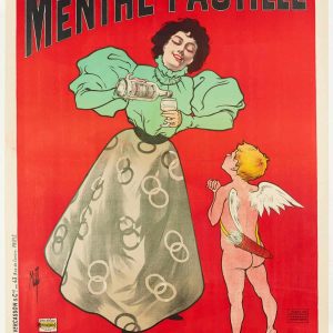 Affiche Originale, Misti, Ferdinand Mifliez, Liqueur Menthe-Pastille, Distillerie, Giffard, Angers, Alcool, Apéritif, Boisson, Spiritueux, Eau de Vie, Ange, Chérubin, Carquois, 1895