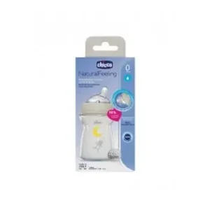 Chicco Biberon In Vetro Natural Feeling Flusso Lento 0 Mesi+ Unisex 250ml – Comodità e Sicurezza per l‘Alimentazione del Tuo Bambino