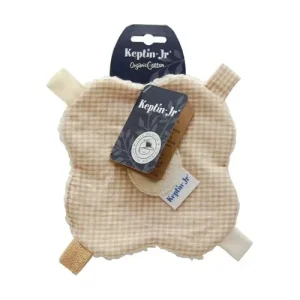 Peluche fiore a quadretti marrone naturale 16x16cm