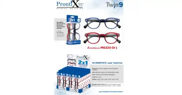 Pronti x te Twin 9 Blu/Rosso +1,50 – Occhiali da Lettura Unisex – Image 2